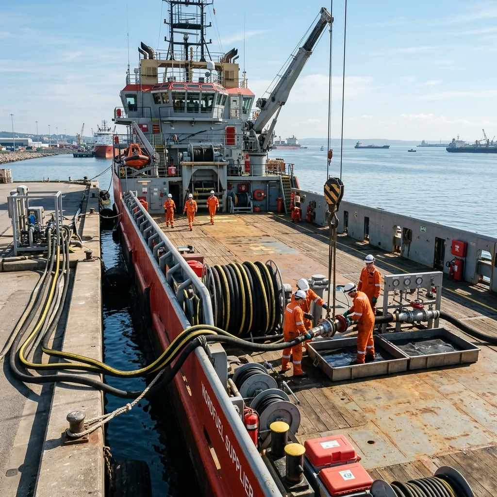 safe placement of a portable fuel bladder on an offshore vessel